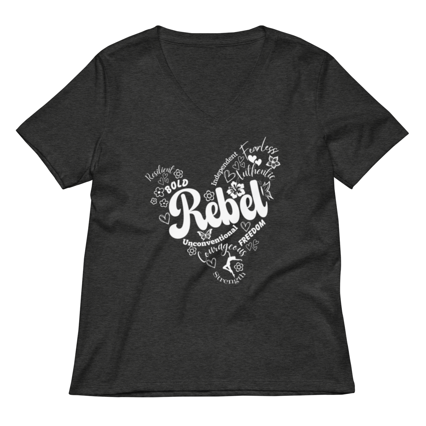 Rebel Heart V-neck Tshirt - white print