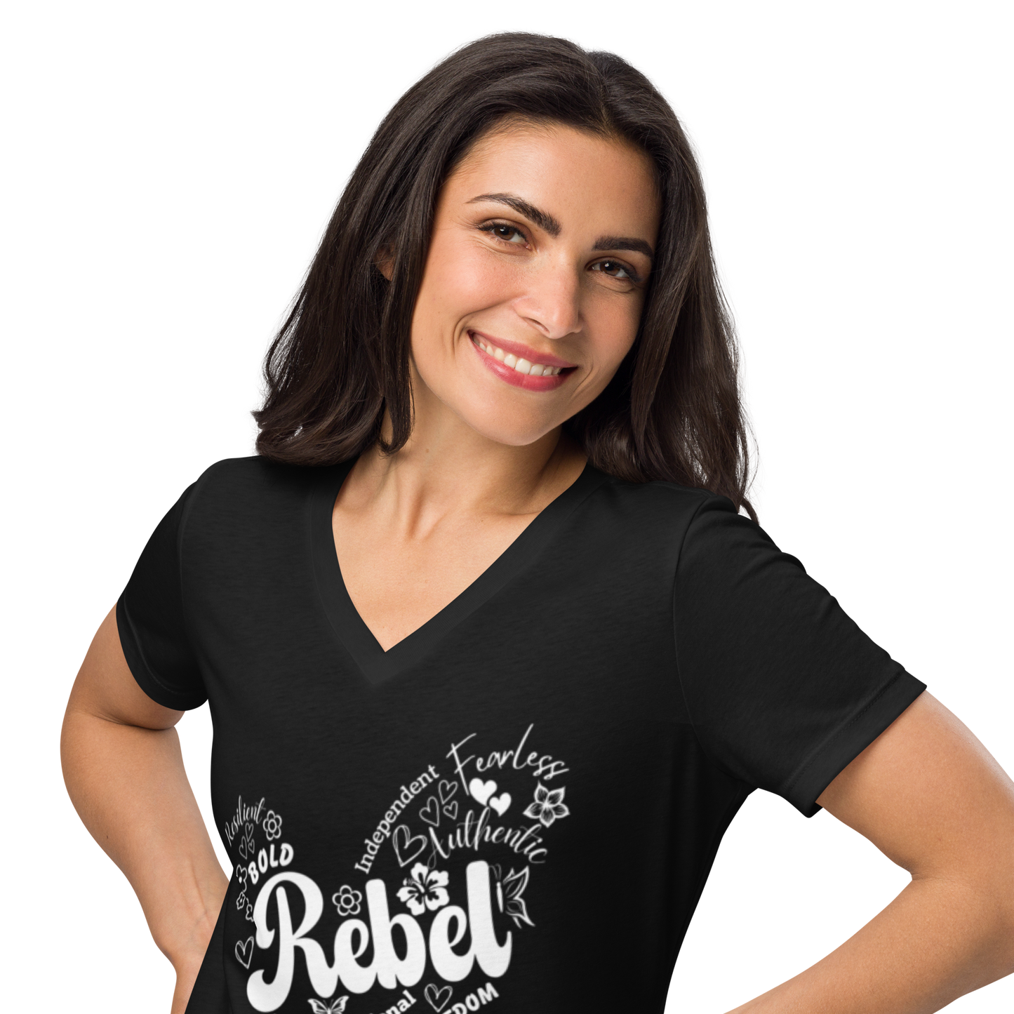Rebel Heart V-neck Tshirt - white print